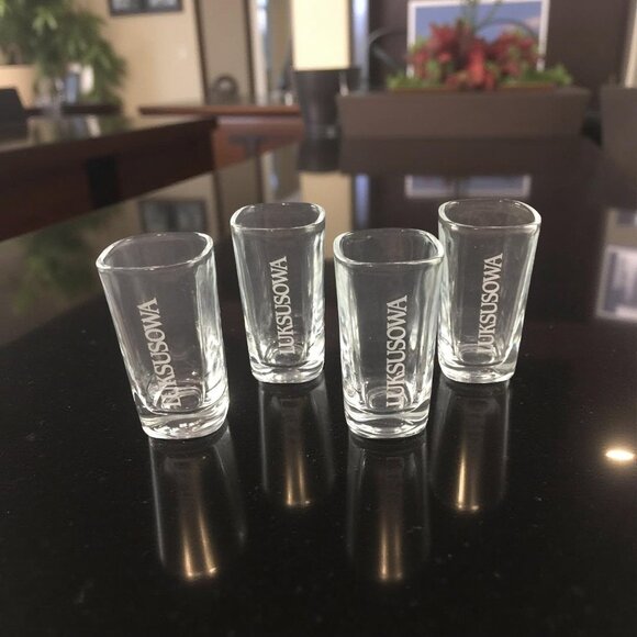 LUKSUSOWA Other - Luksusowa Vodka Shot Glasses Set of 4 | Polish Vodka Barware | Heavy Base Clear